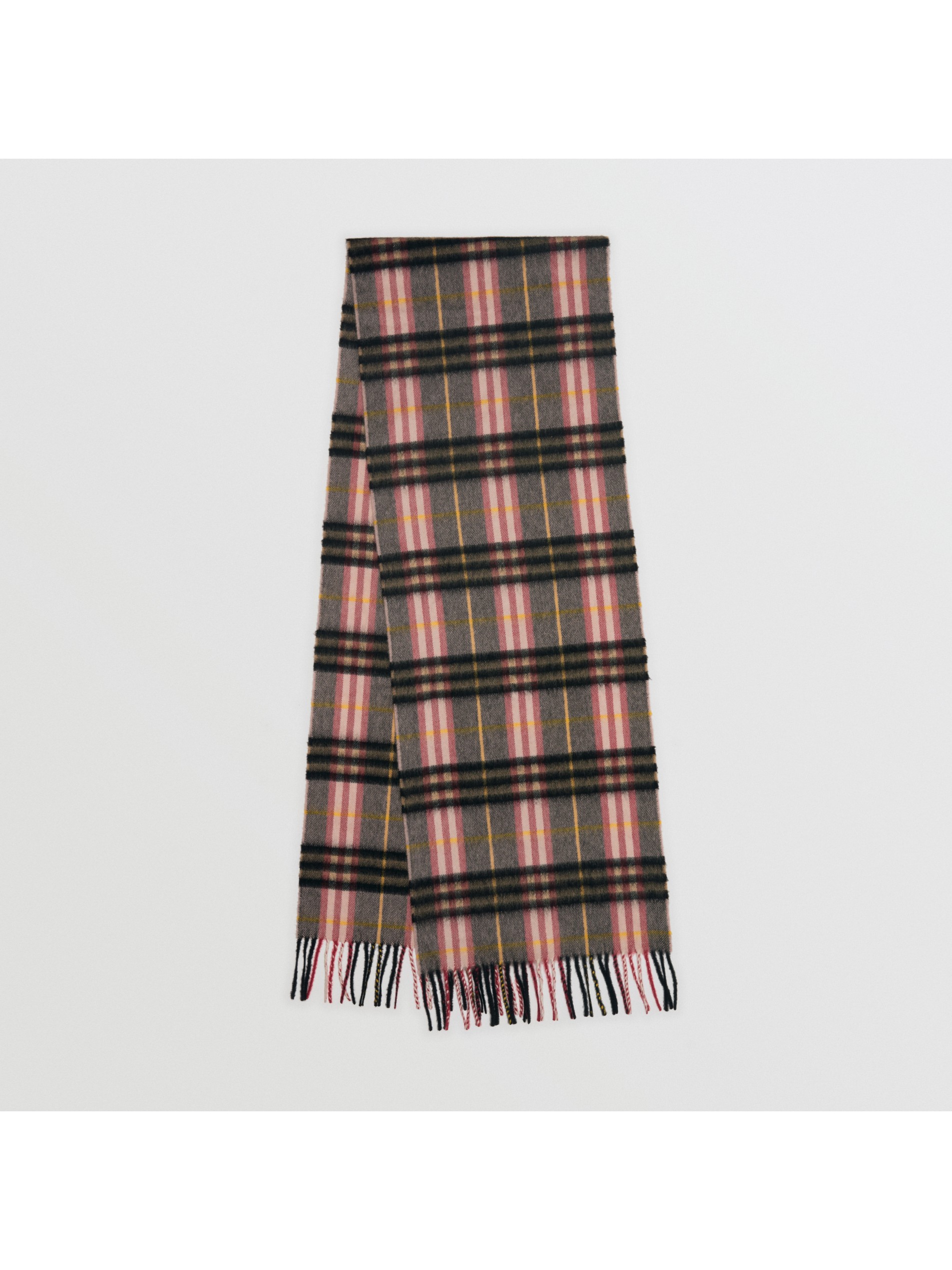 灰玫瑰色 格纹羊绒围巾 产品图片01