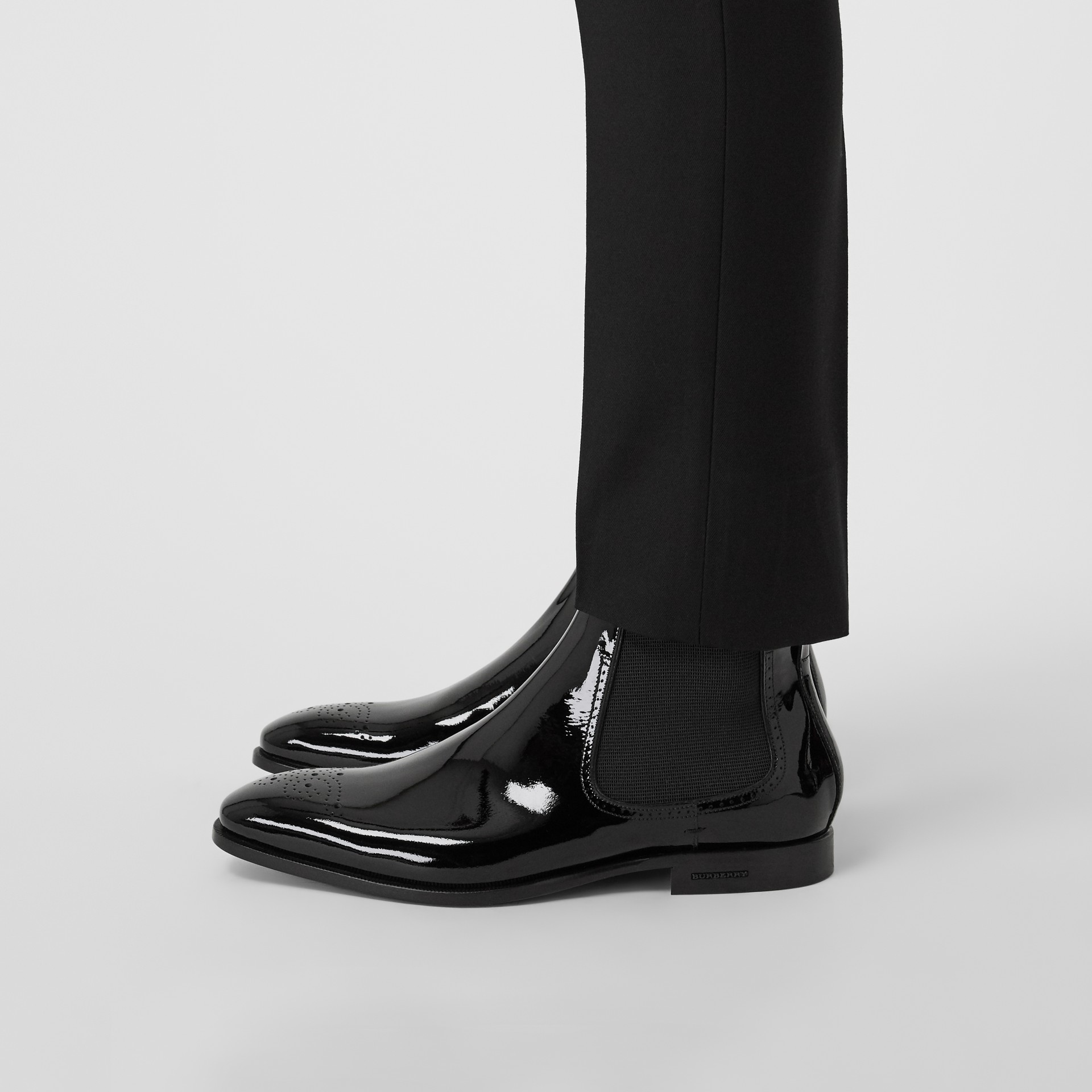 Polished Leather Chelsea Boots in Black - Men | Burberry United States