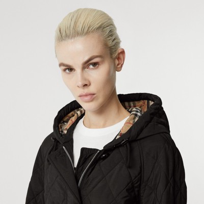 Diamond quilted thermoregulated hooded coat online