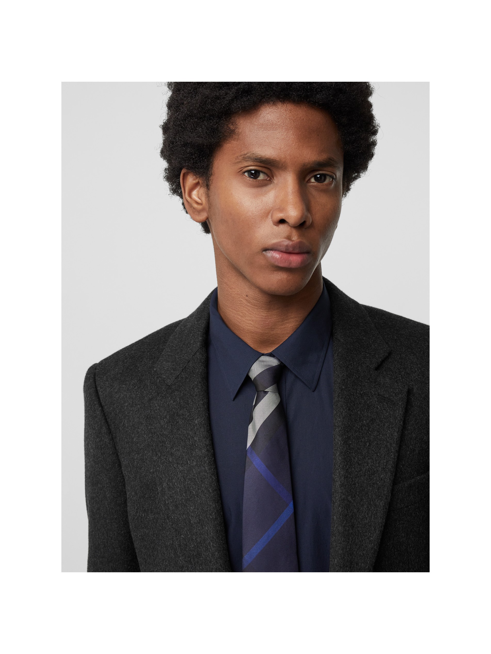 modern cut check silk tie in indigo blue - men | burberry