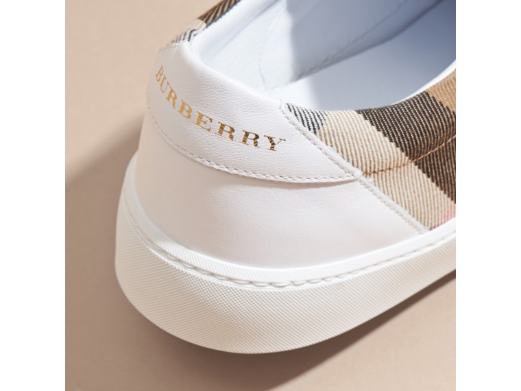 burberry salmond leather and cotton sneakers