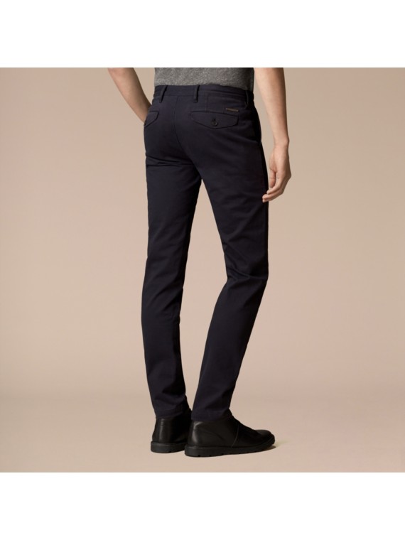 Slim Fit Stretch-Cotton Twill Chinos Navy | Burberry
