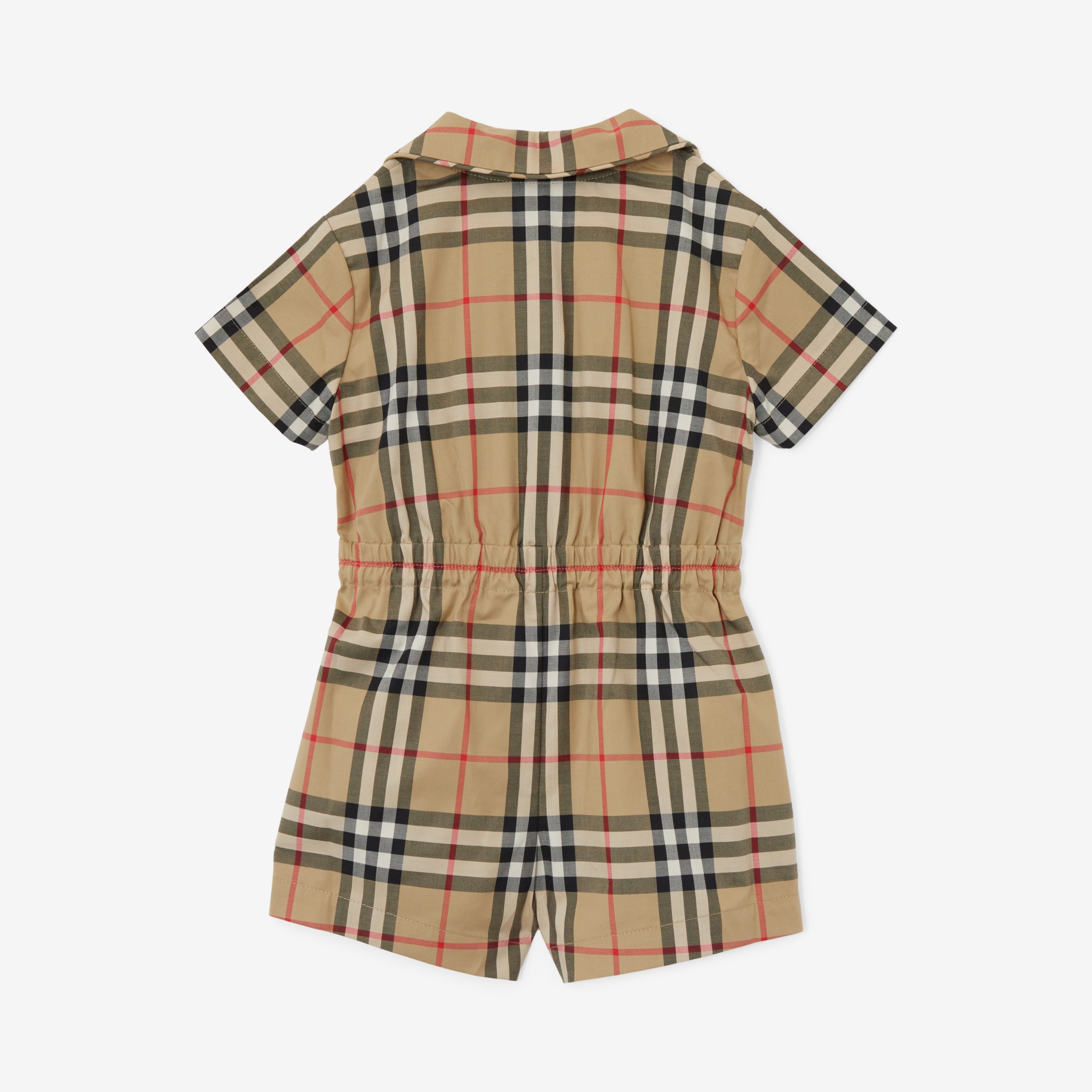 Vintage Check Stretch Cotton Twill Playsuit in Archive Beige - Children | Burberry® Official - 2