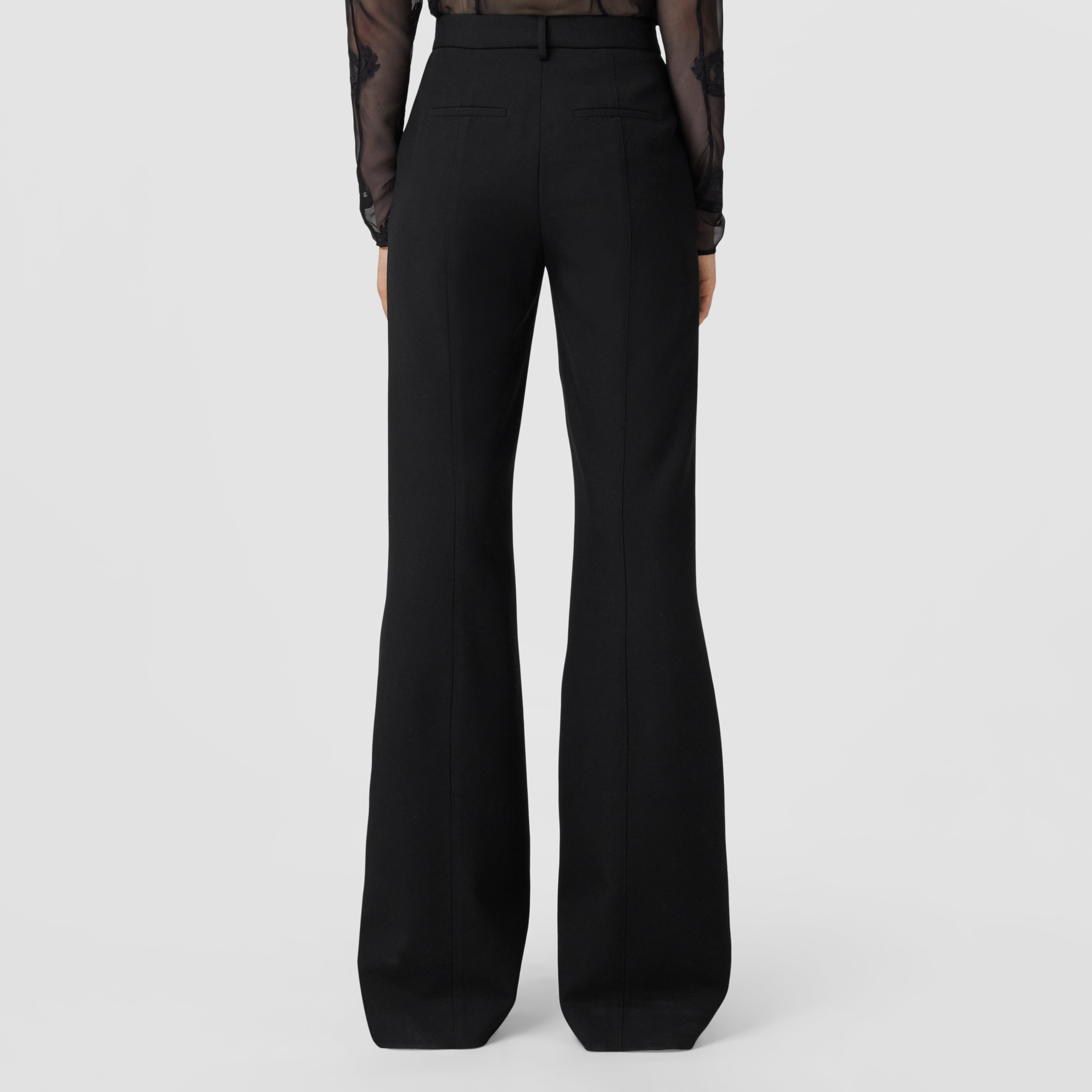 Embroidered Logo Wool Tailored Trousers in Black - Women | Burberry® Official - 2