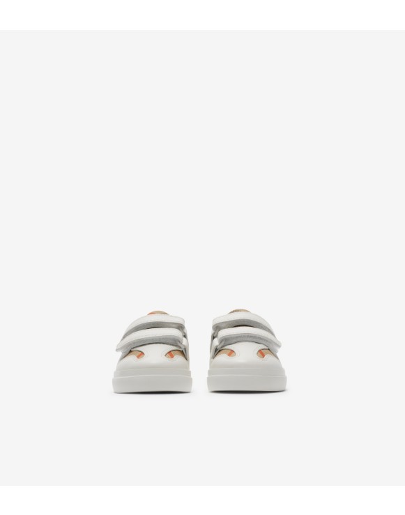 Check and Leather Sneakers