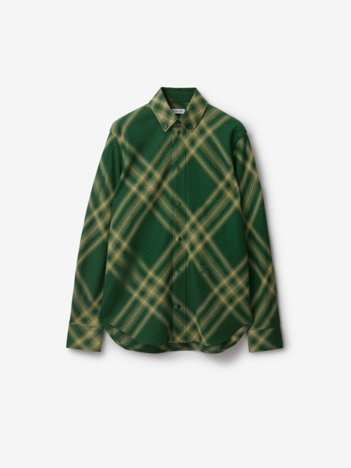 Burberry Check Wool Shirt In Primrose