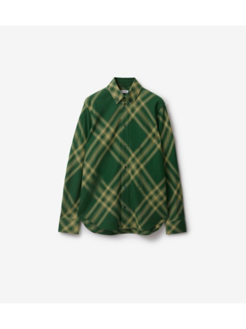 Burberry Check Wool Shirt In Primrose