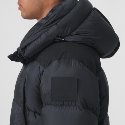 logo appliqué detachable hood puffer coat