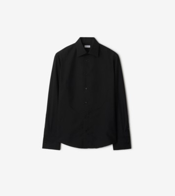 Slim Fit Cotton Silk Tuxedo Shirt in Black - Men | Burberry® Official