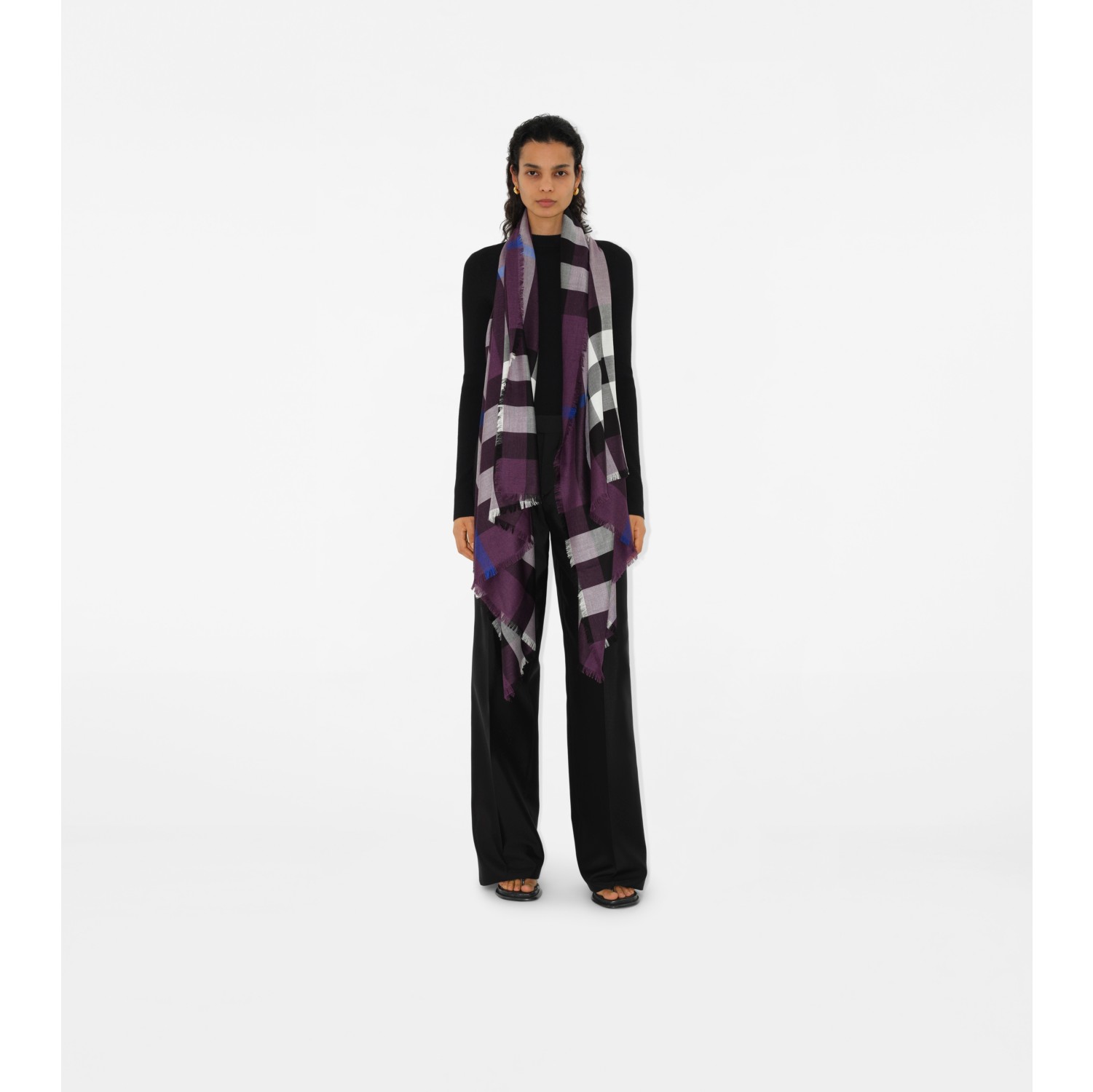 Sciarpa in cashmere e seta Check