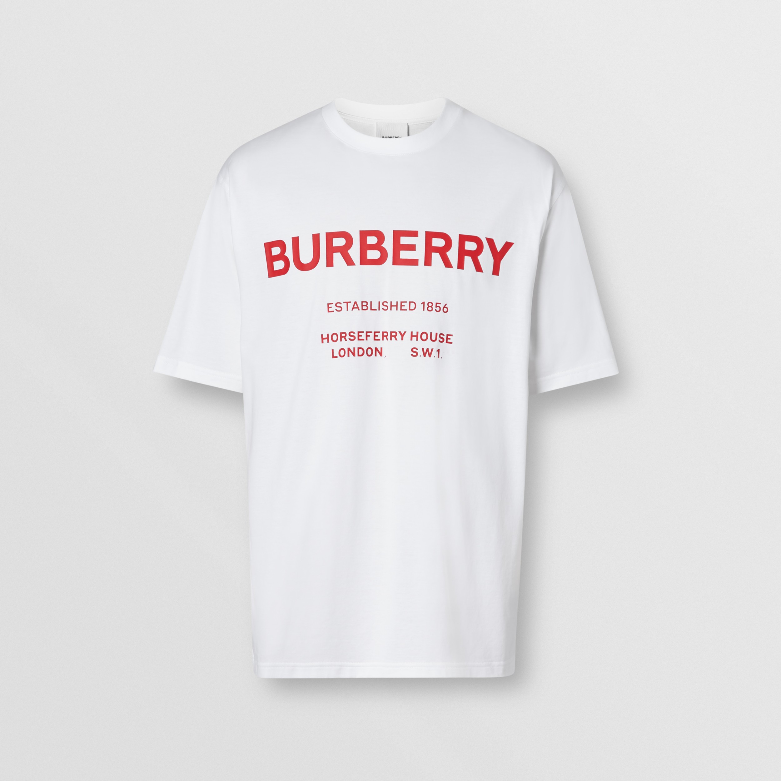 Horseferry Print Cotton T-shirt in White - Men | Burberry United Kingdom