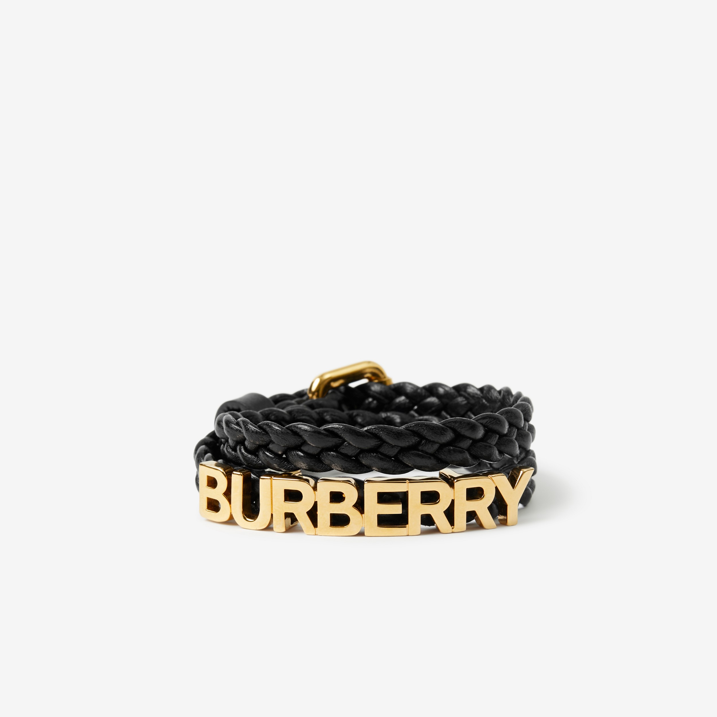 Gold-plated Logo Leather Bracelet in Light Gold/black - Women | Burberry® Official - 1