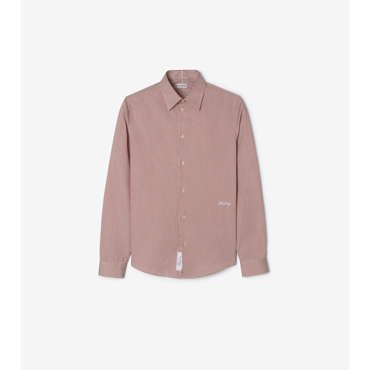 Slim Fit Striped Cotton Shirt in Vineyard red - Men | Burberry® Official