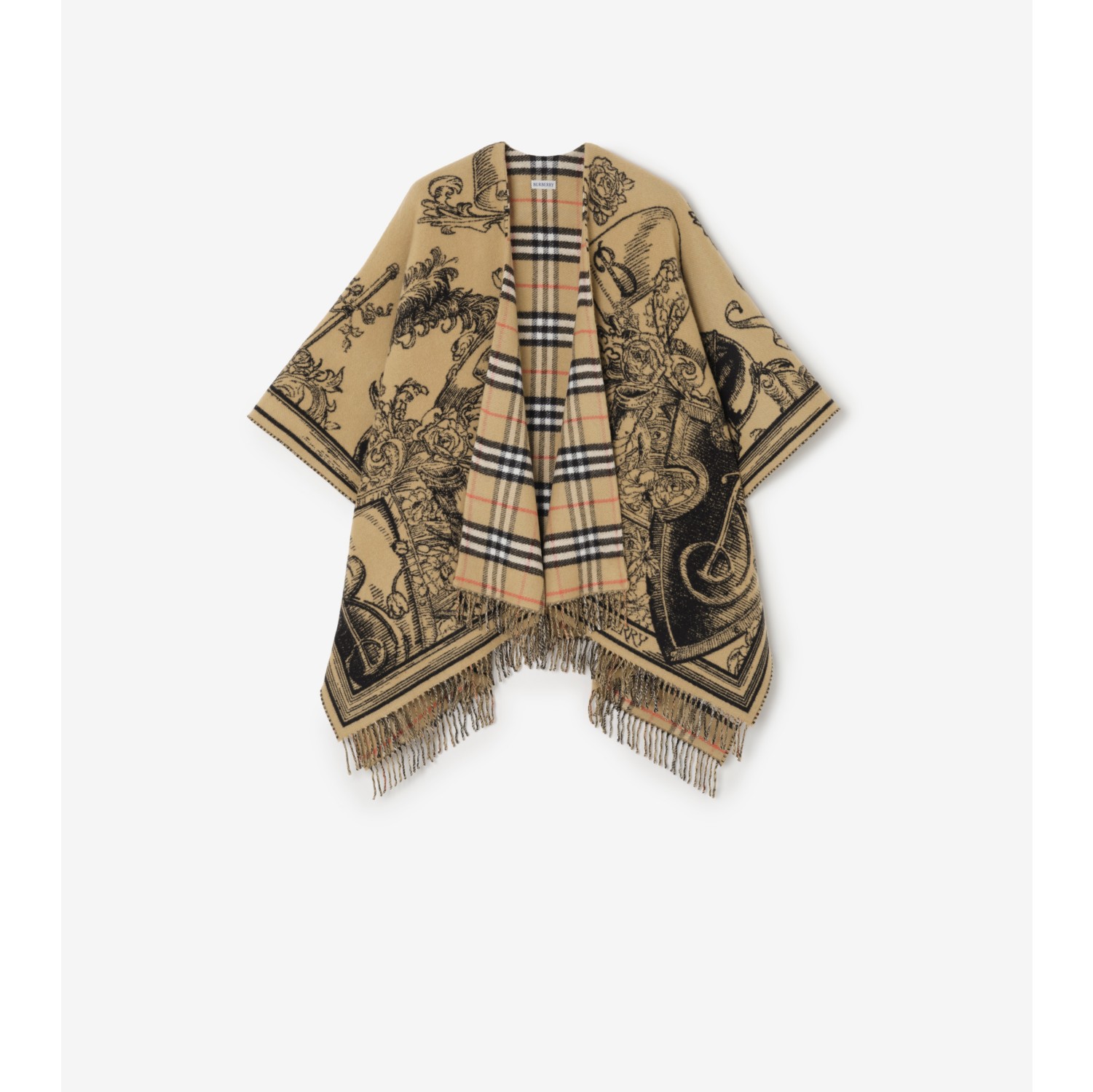 Reversible Etched Knight Wool Cape