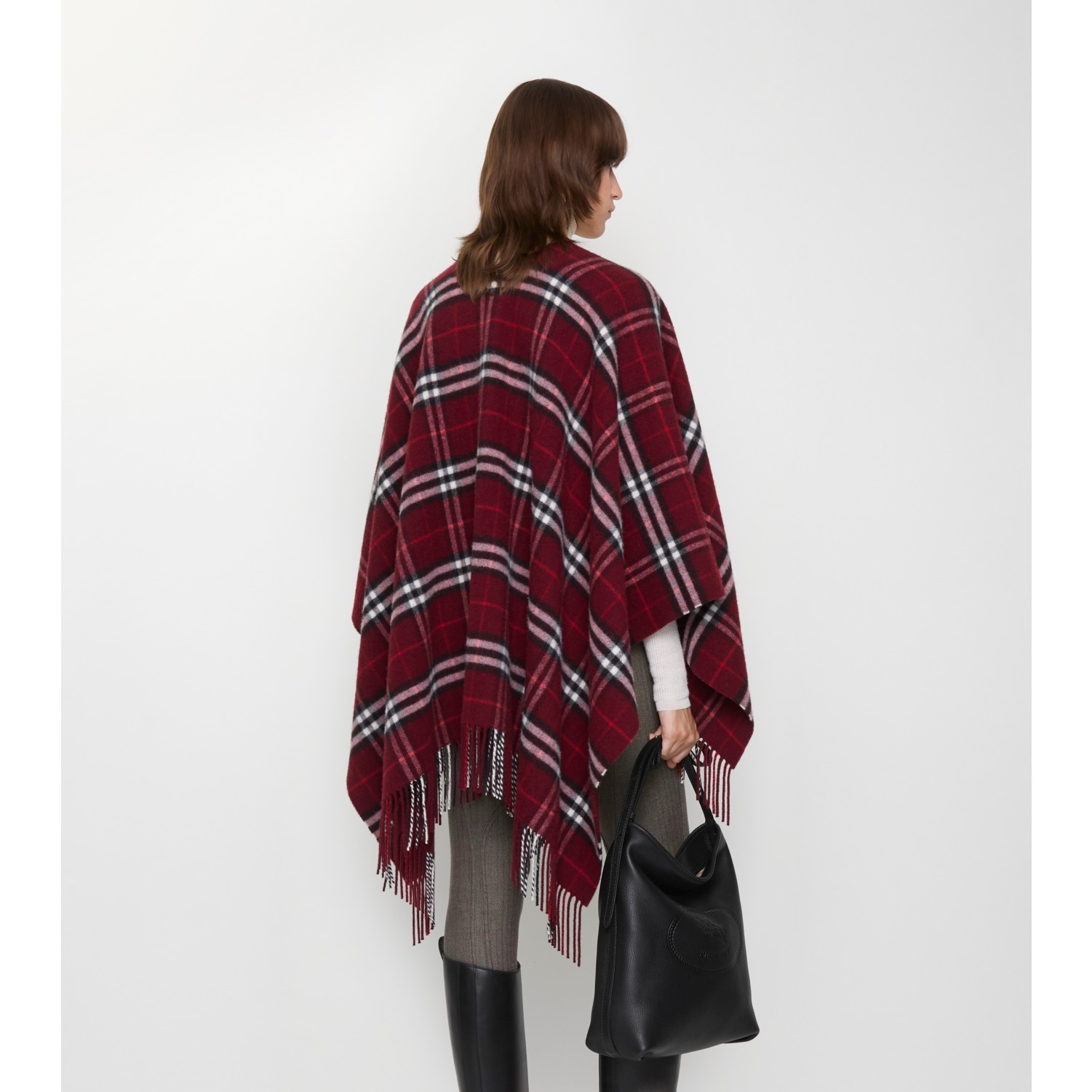 Check Wool Cashmere Cape