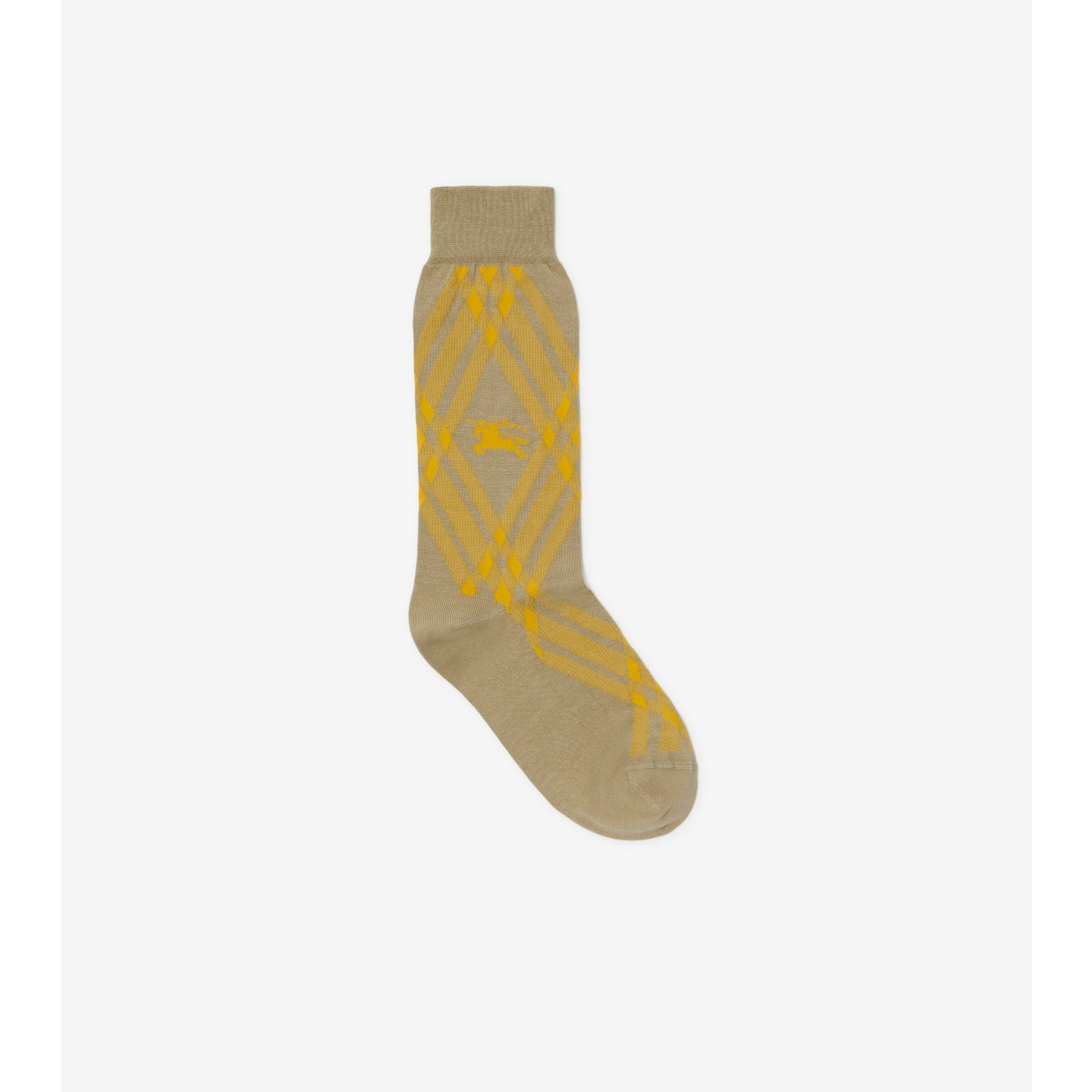 Shop Burberry Check Cotton Blend Socks In Hunter/mimosa