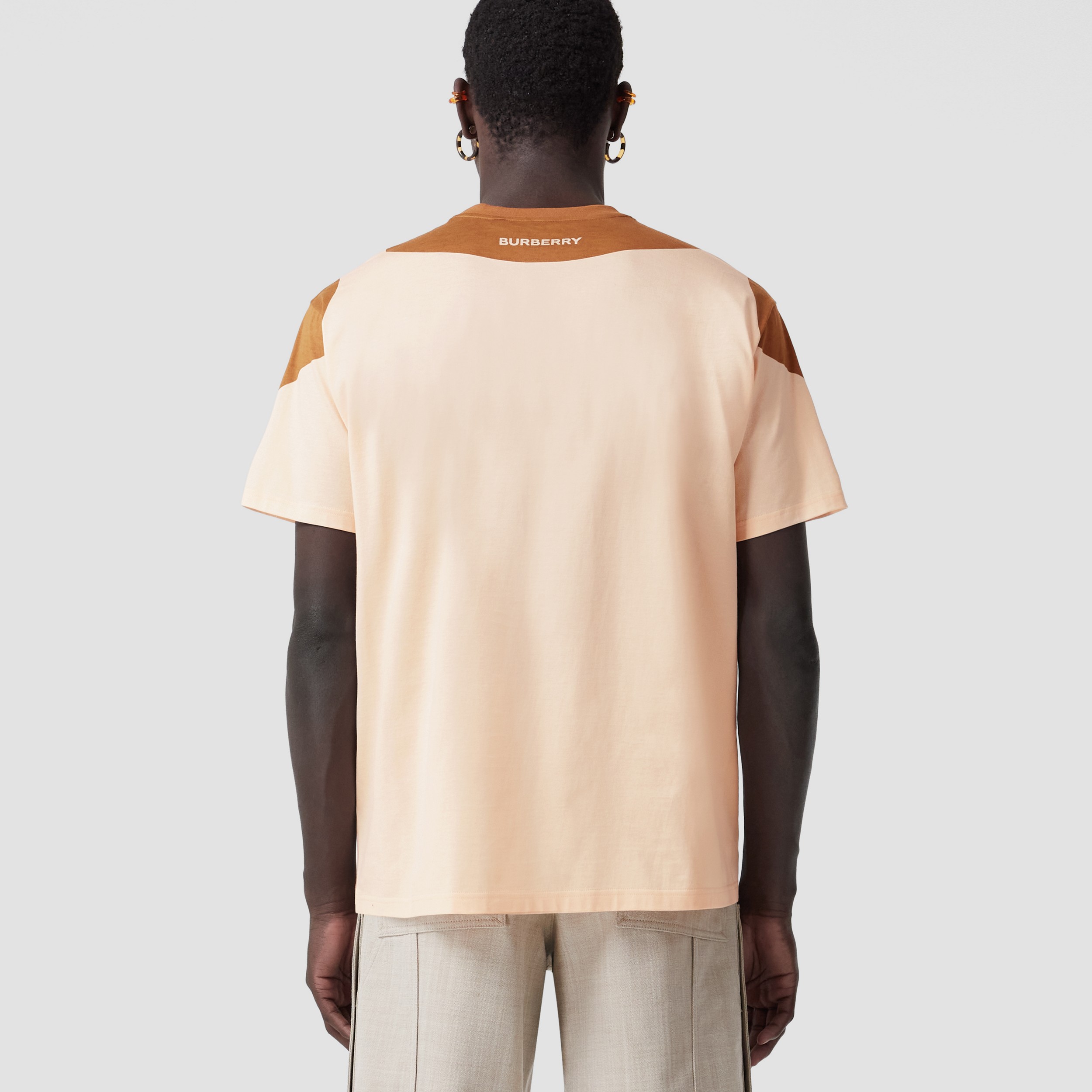 Abstract Print Cotton Oversized T-shirt in Pastel Peach - Men | Burberry® Official - 3