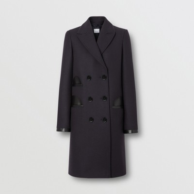 lambskin trim wool cashmere blend tailored coat