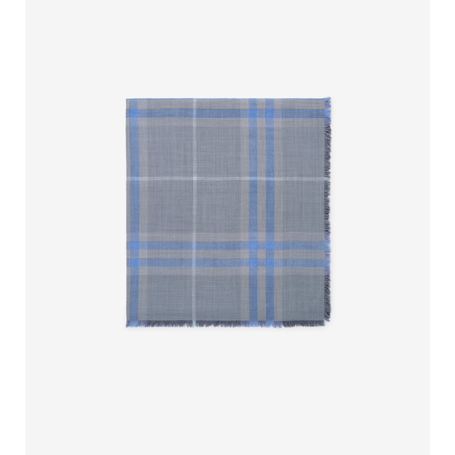 Reversible Check Wool Silk Scarf in Dive blue/torrent blue | Burberry® Official