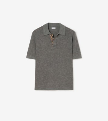 バーバリーBURBERRY ポロシャツ M ダークグレー ウール ポロシャツ (グレー) - メンズ, ウール | Burberry®公式サイト