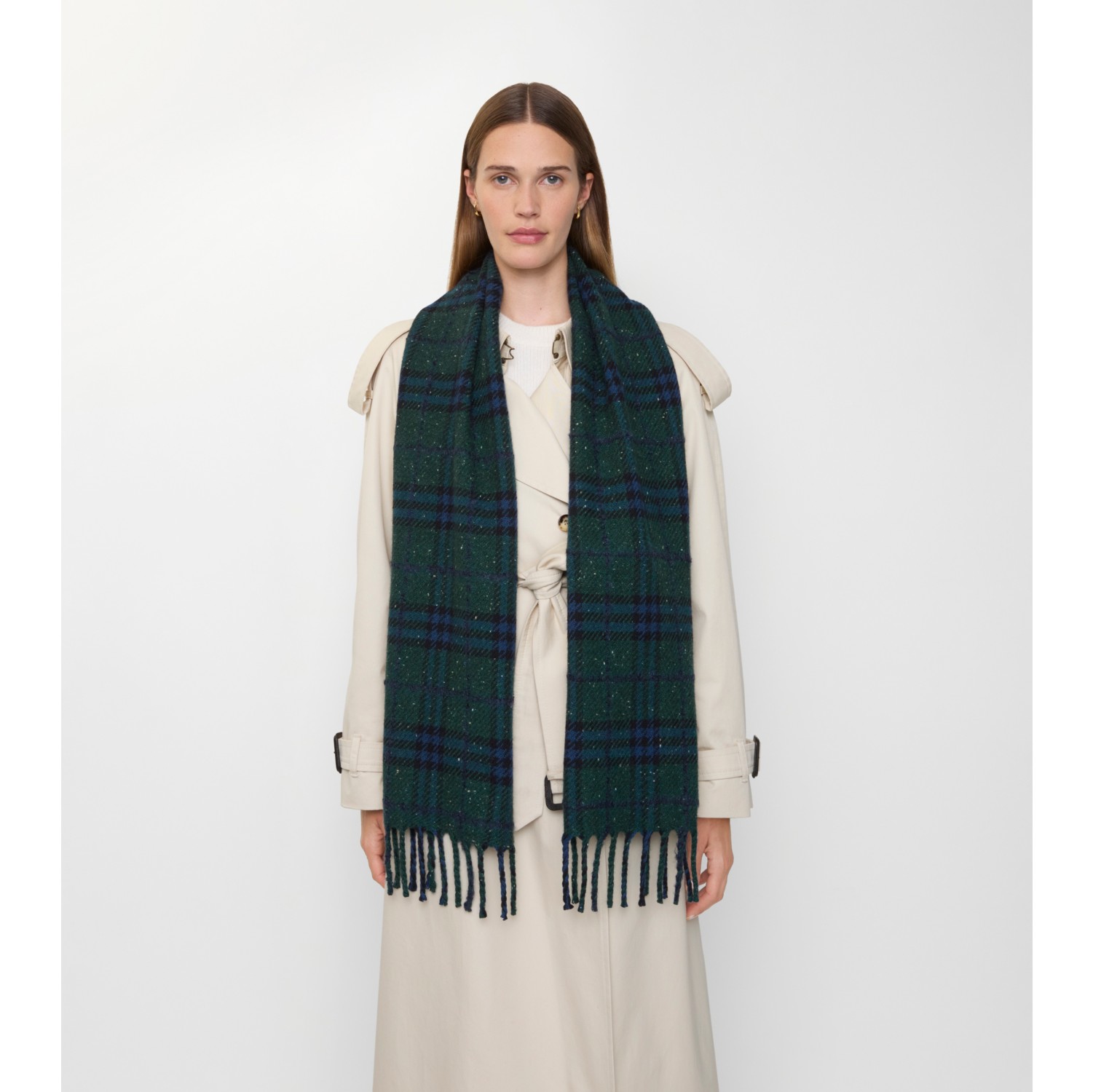 Check Cashmere Blend Scarf in Dark green | Burberry® Official