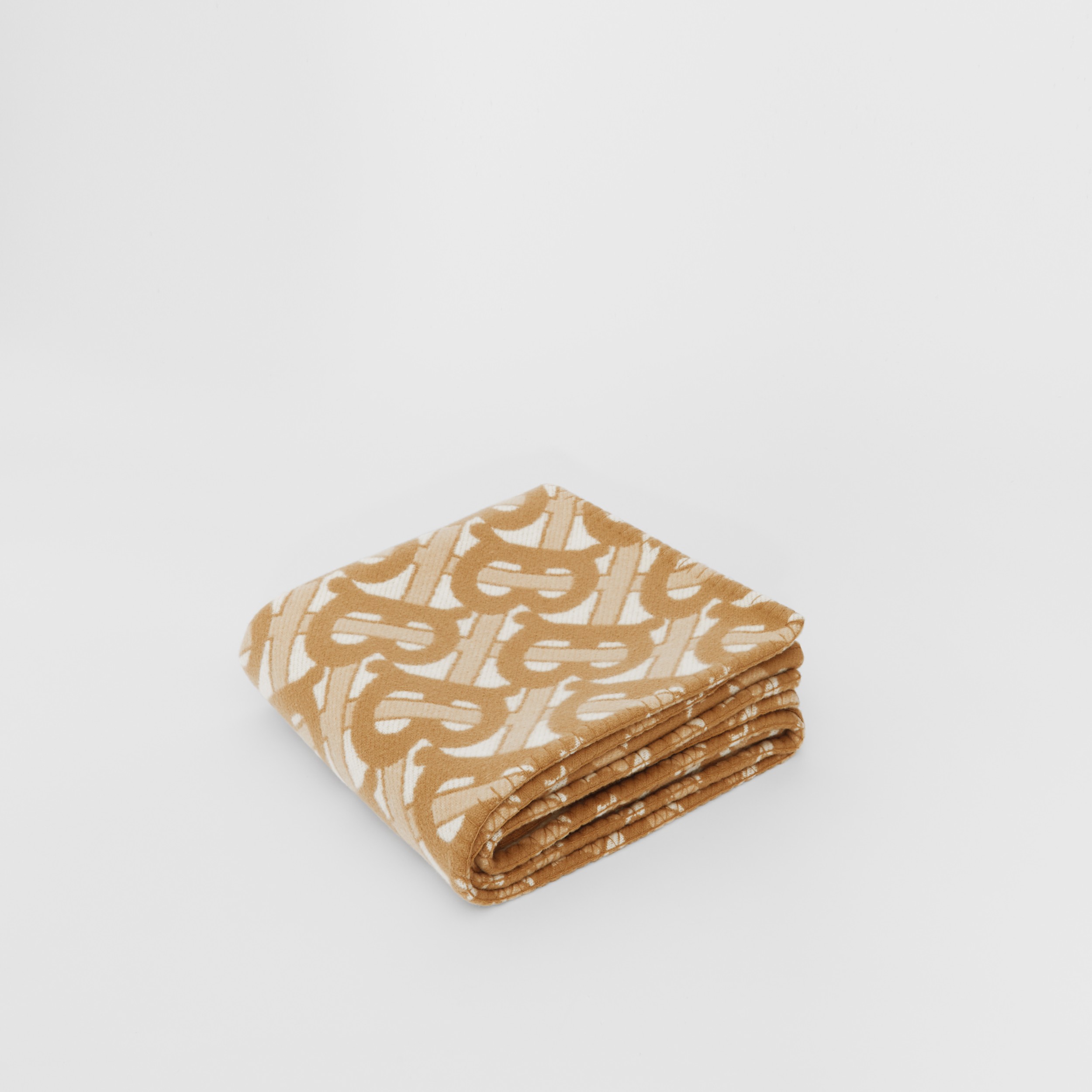 Monogram Motif Merino Wool Cashmere Blanket in Light Sand Burberry