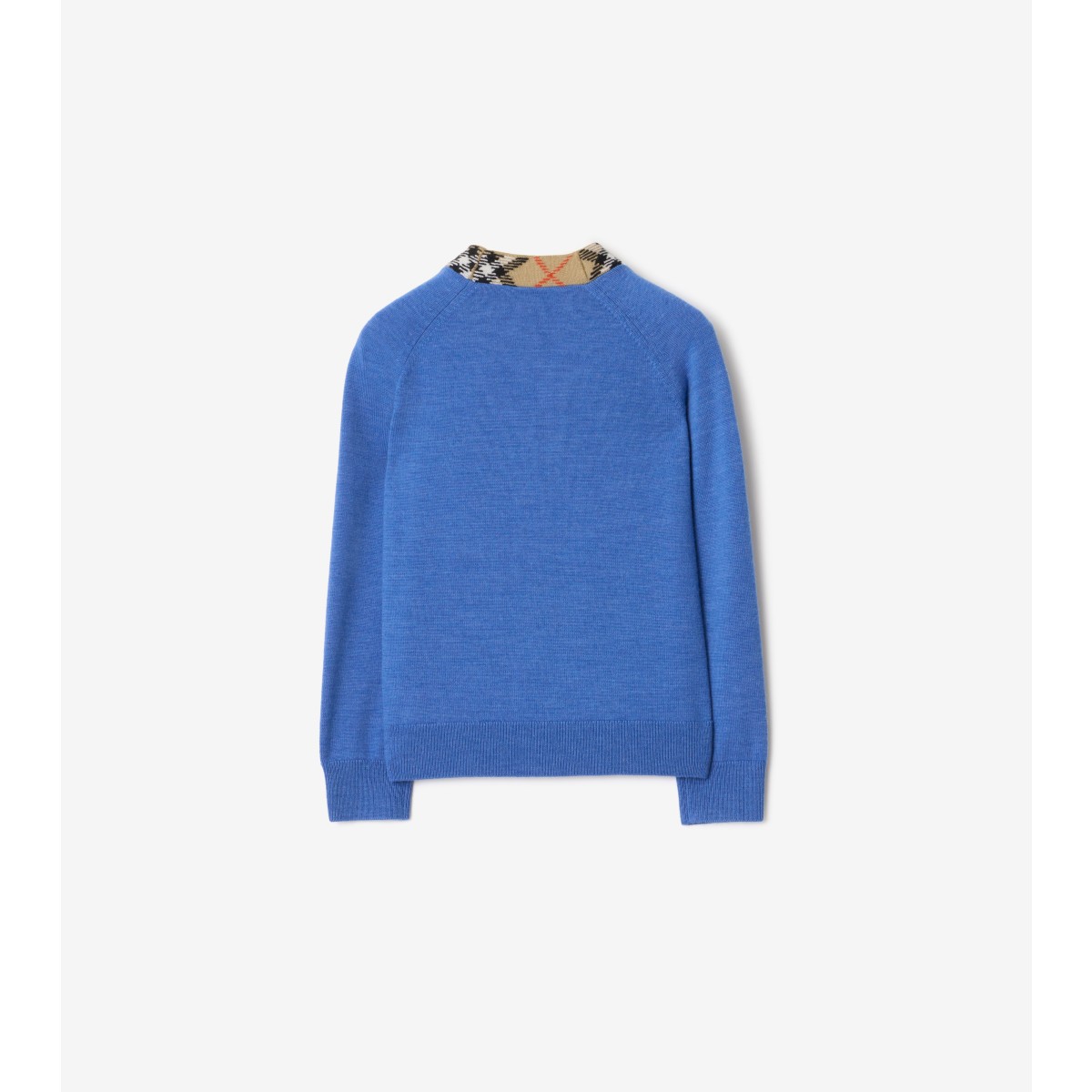  Check Trim Wool Cardigan