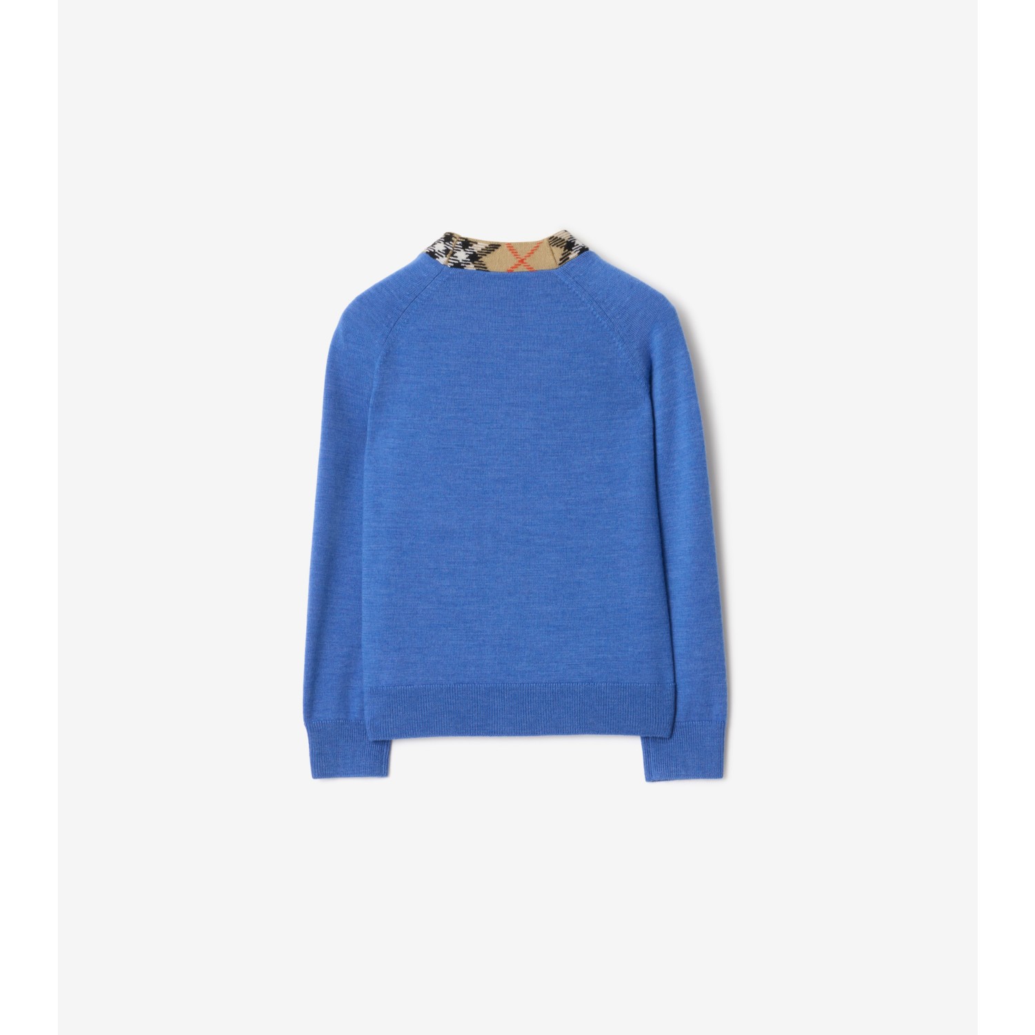 Check Trim Wool Cardigan