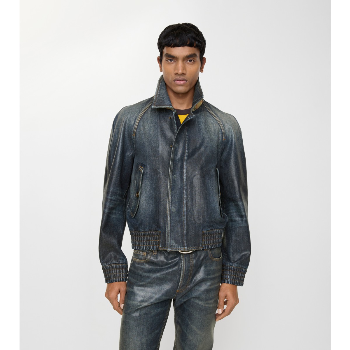  Check Coated Denim Jacket