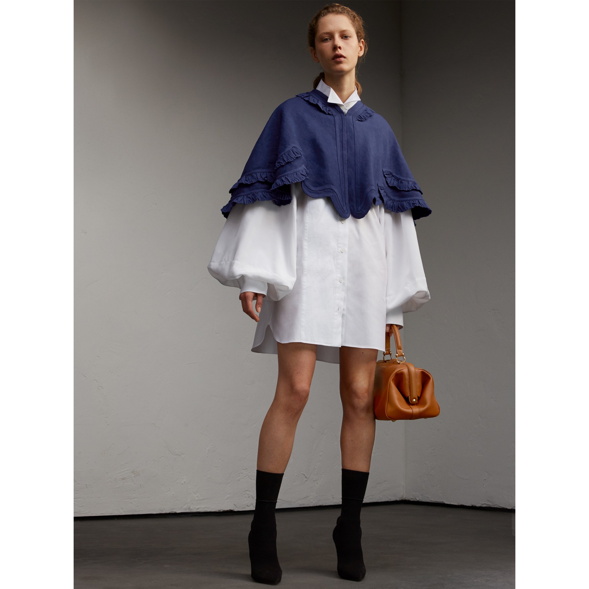 Voluminoussleeve Cotton Shirt Dress in White Women Burberry United