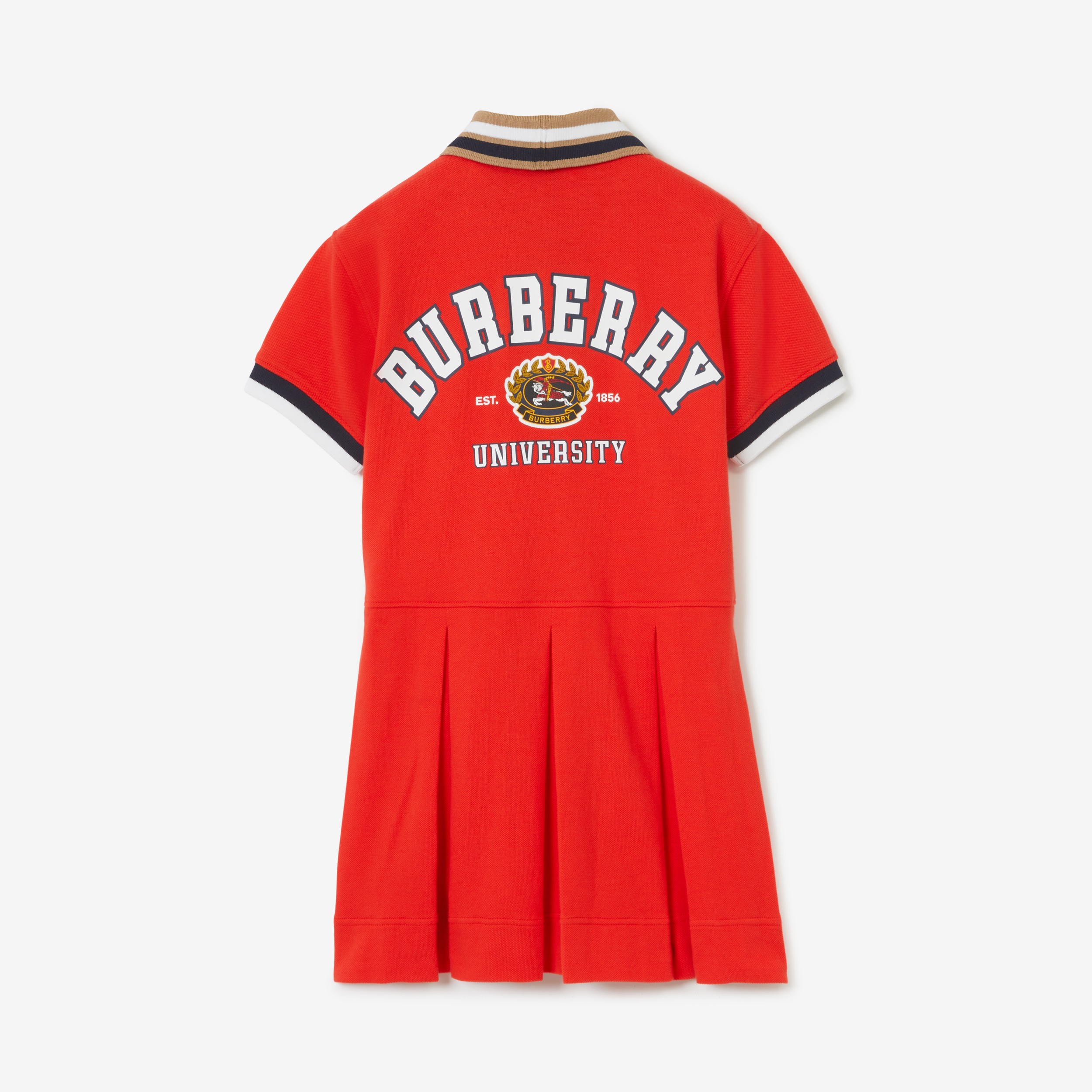Cotton Piqué Polo Shirt Dress in Bold Red | Burberry® Official - 2