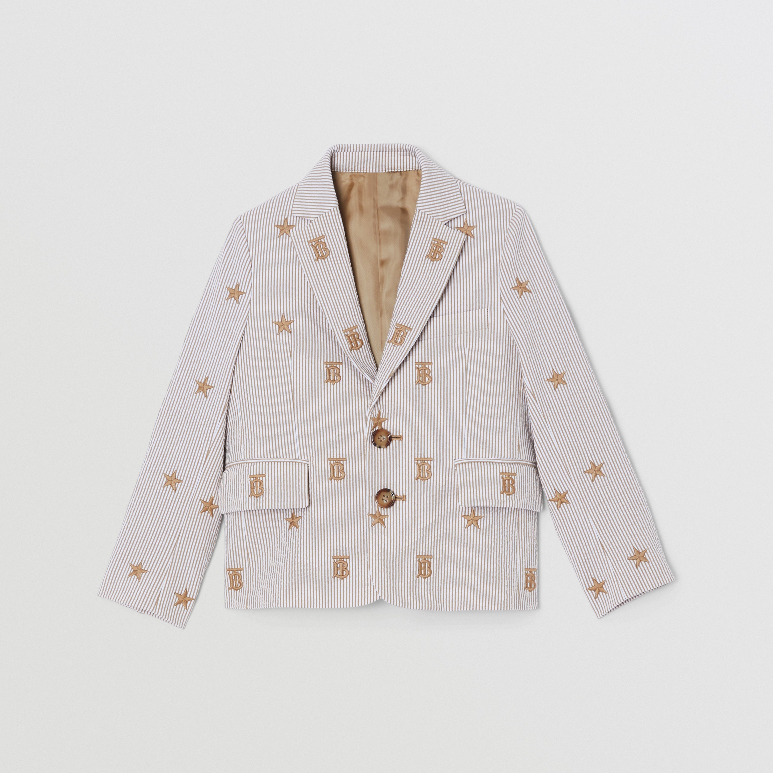 Star and Monogram Motif Cotton Blend Blazer in Soft Fawn | Burberry® Official - 1