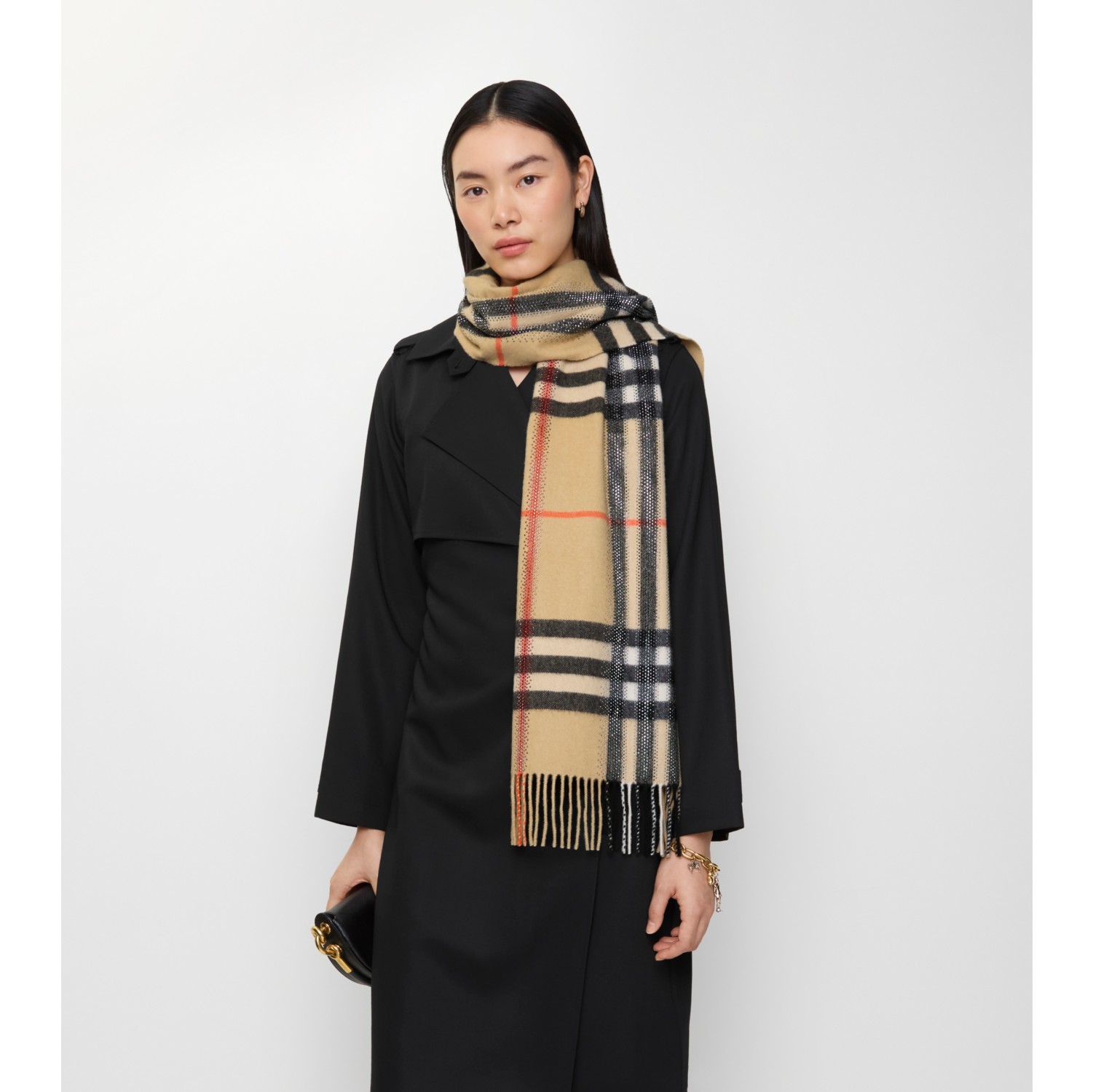 Crystal Check Cashmere Scarf