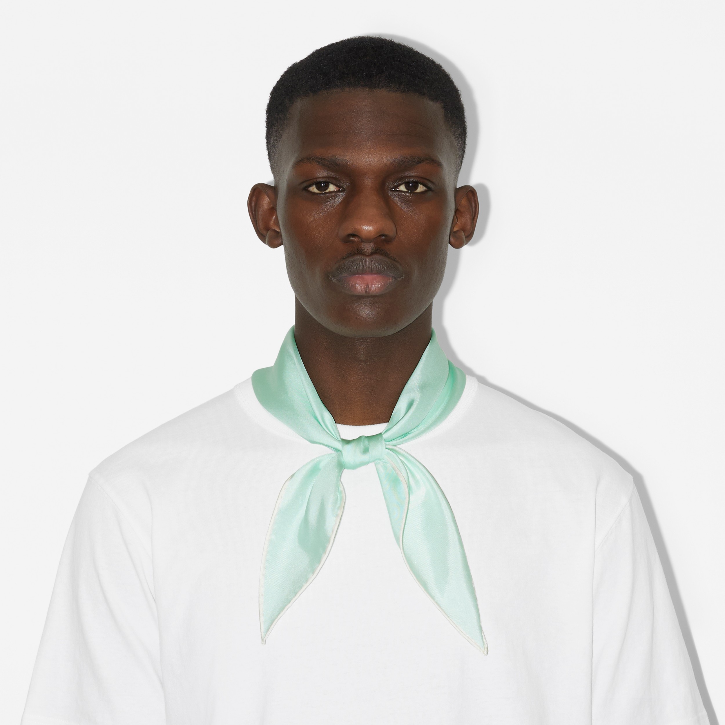 Horseferry Print Silk Diamond-shaped Scarf in Cool Mint | Burberry® Official - 4