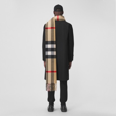 Check Cashmere Oversized Scarf in Archive Beige | Burberry® Official