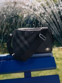 Grid Crossbody Bag in colour Charcoal