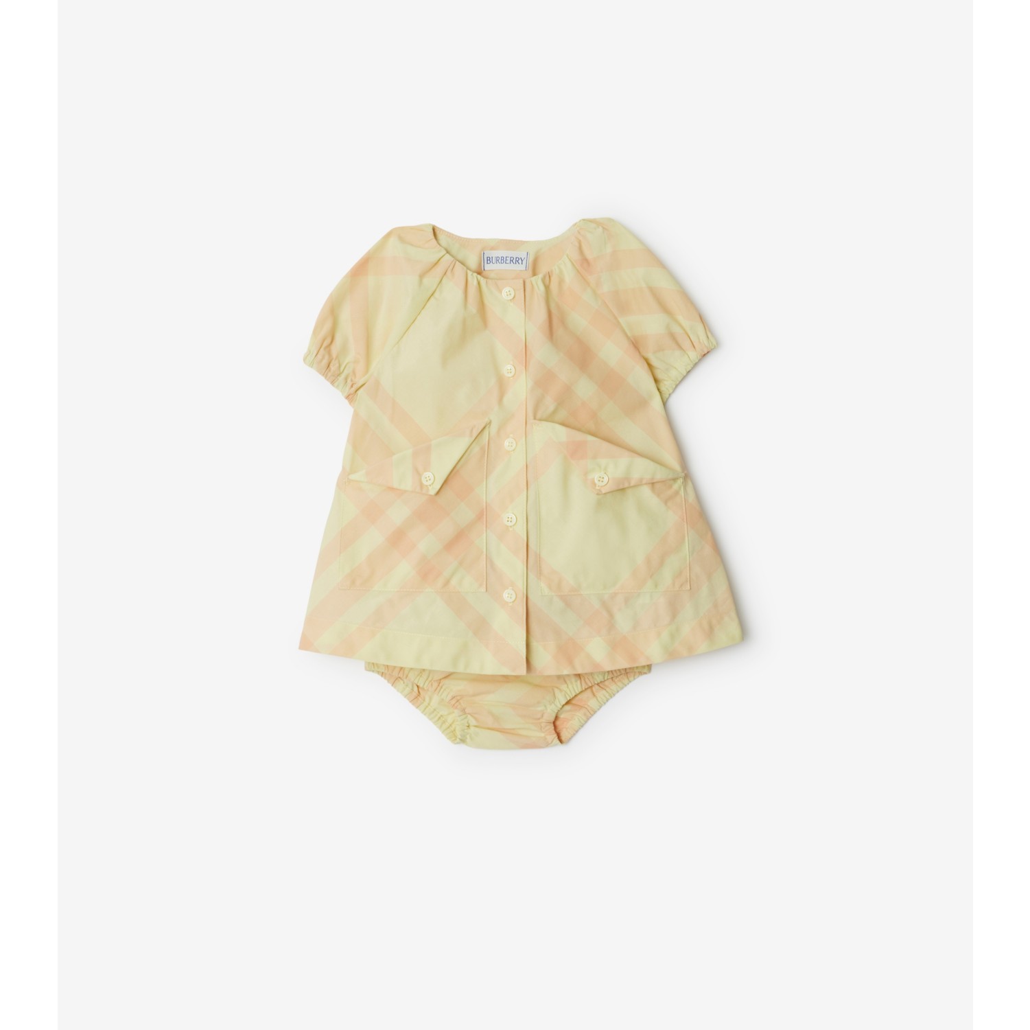 Check Cotton Dress with Bloomers in Sherbet - Children | Burberry® Official
