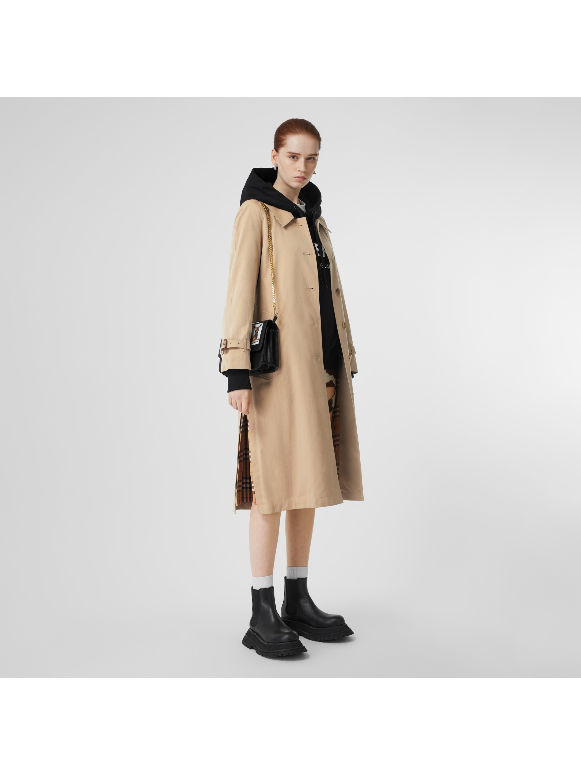 侧开衩轻薄嘎巴甸 trench 风衣