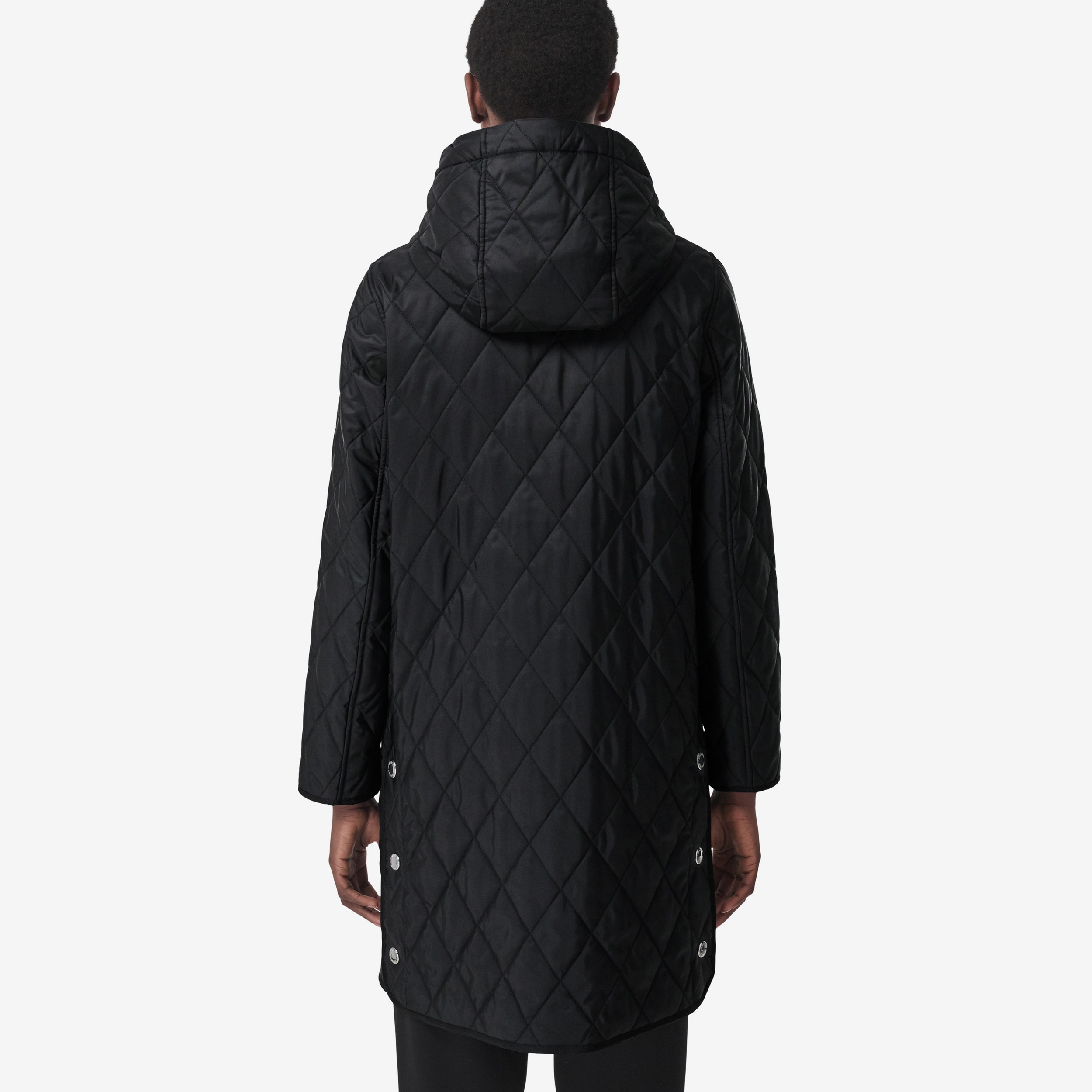 Abrigo termorregulado con capucha y acolchado a rombos (Negro) - Mujer | Burberry® oficial - 3