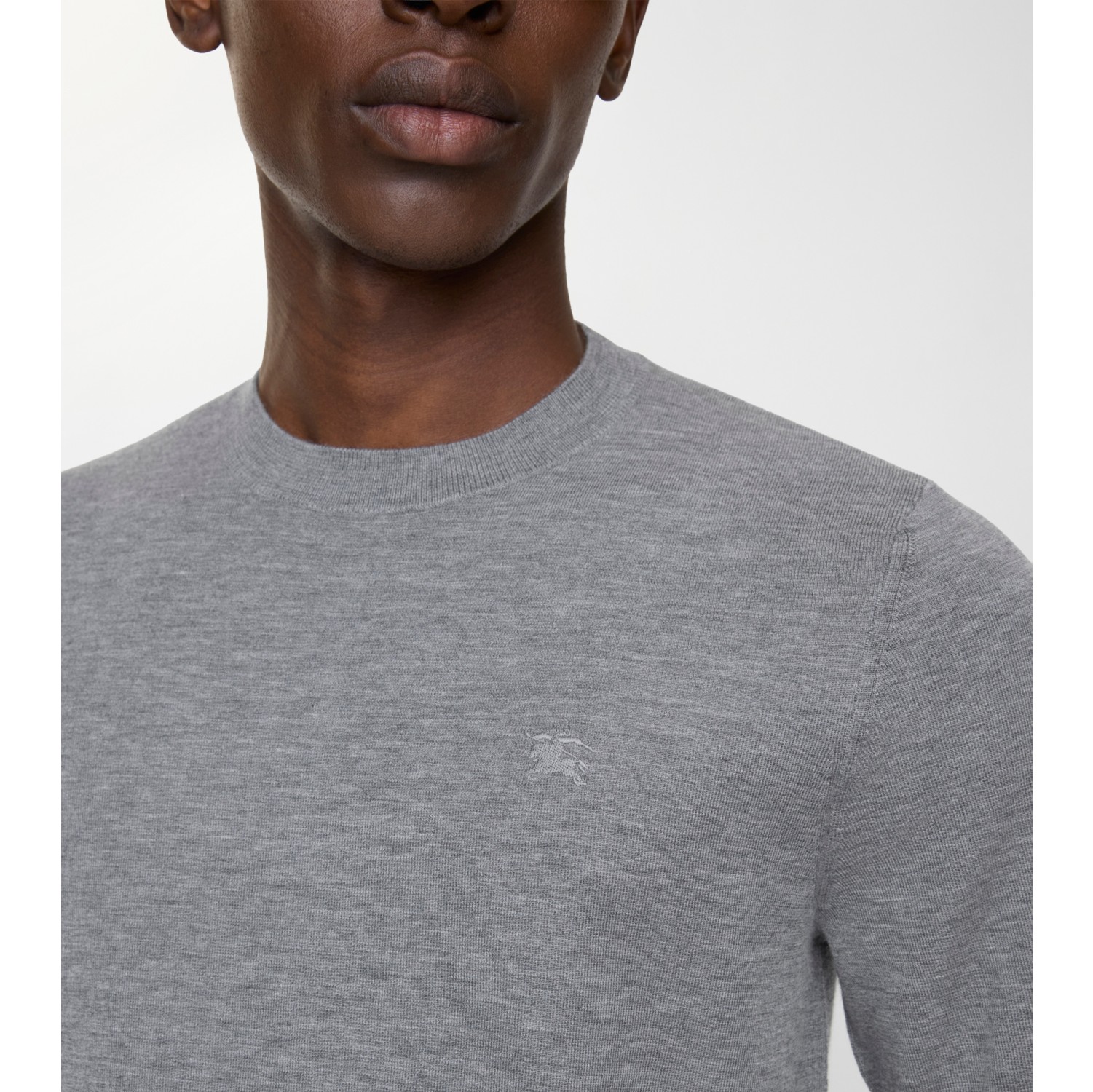 Cashmere Top in Mid grey melange - Men, Nylon | Burberry® Official