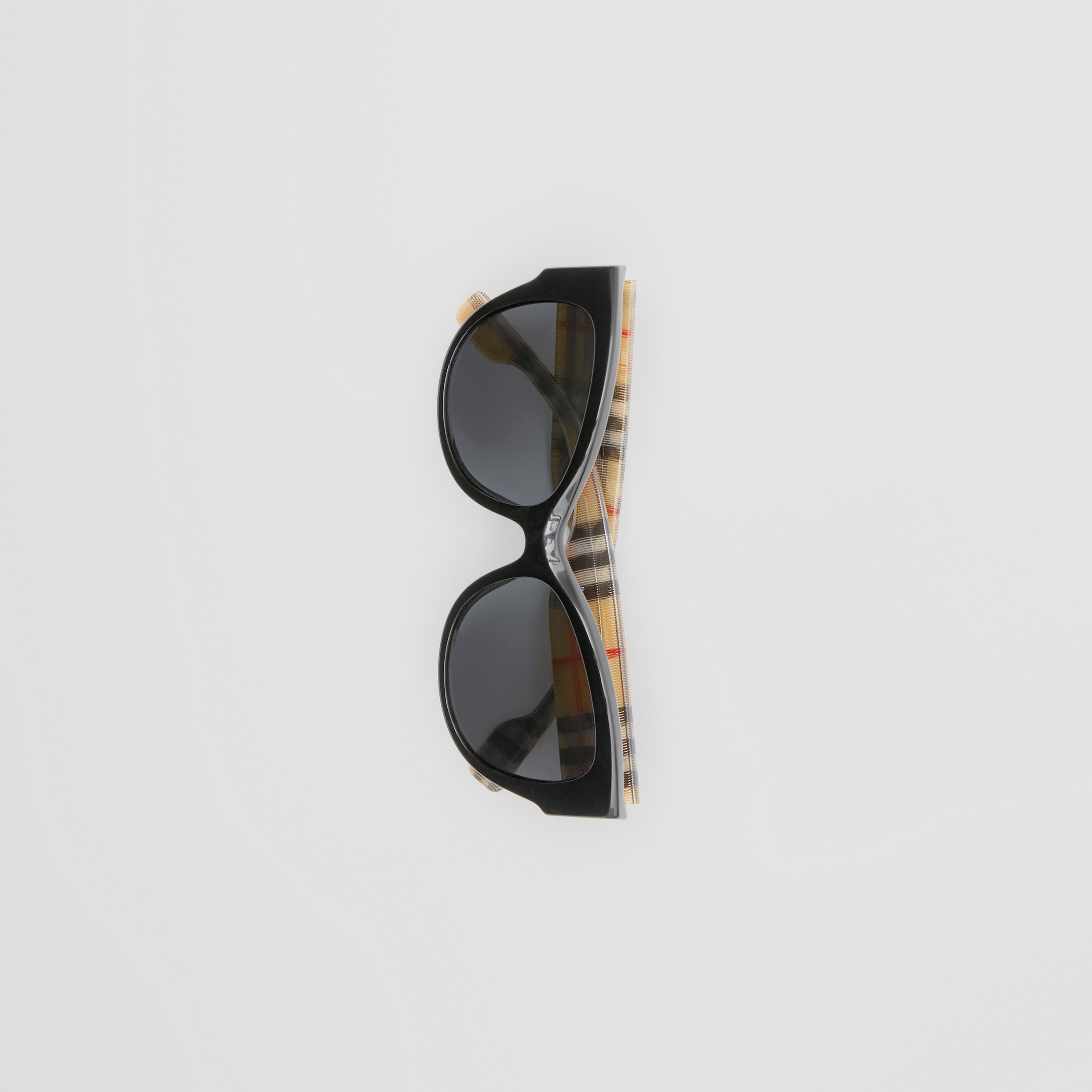 Vintage Check Detail Butterfly Frame Sunglasses in Black/beige - Women | Burberry® Official - 4