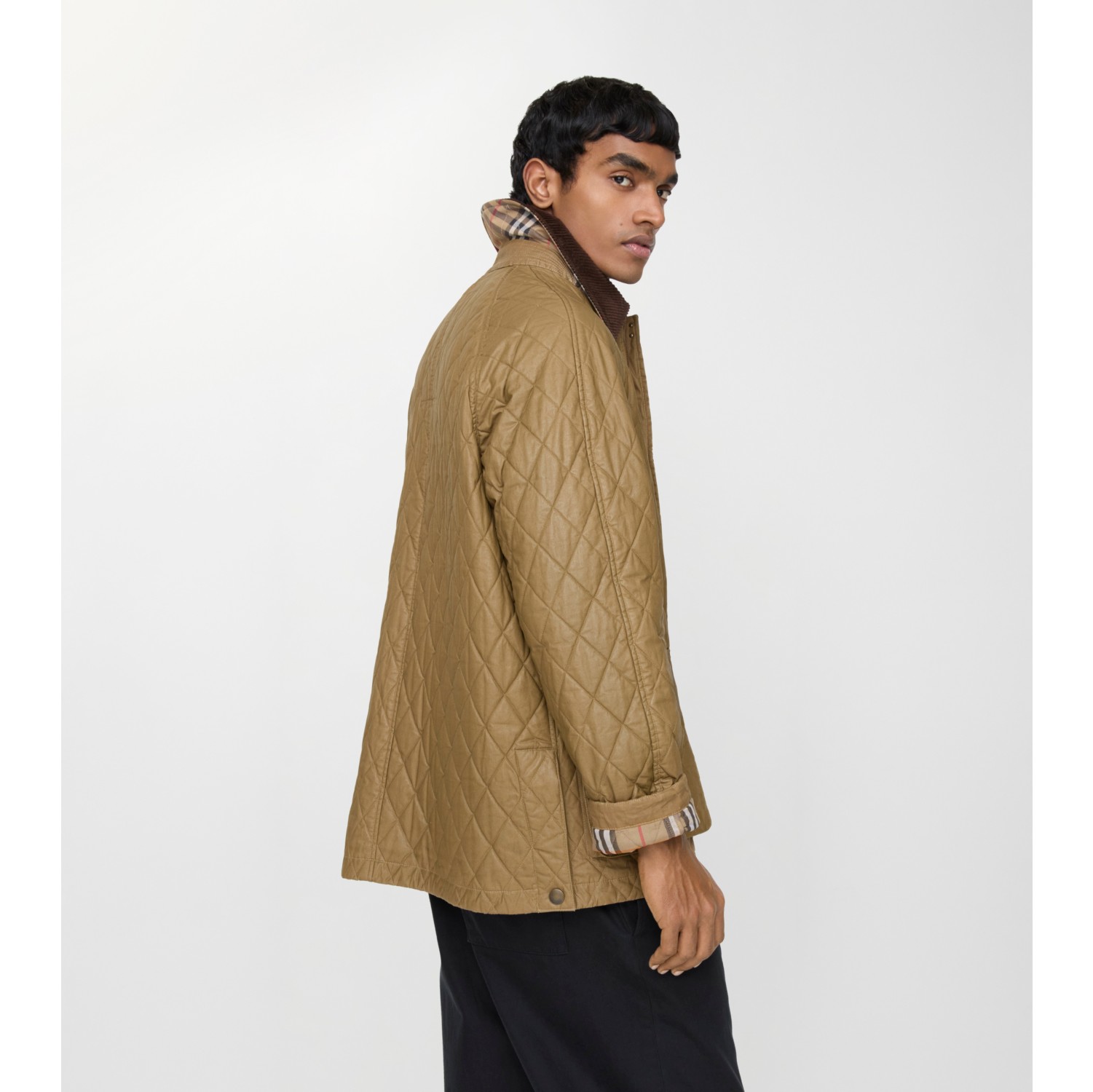 Quilted Coated Cotton Barn Jacket in Walrus brown/hemlock beige - Men | Burberry® Official