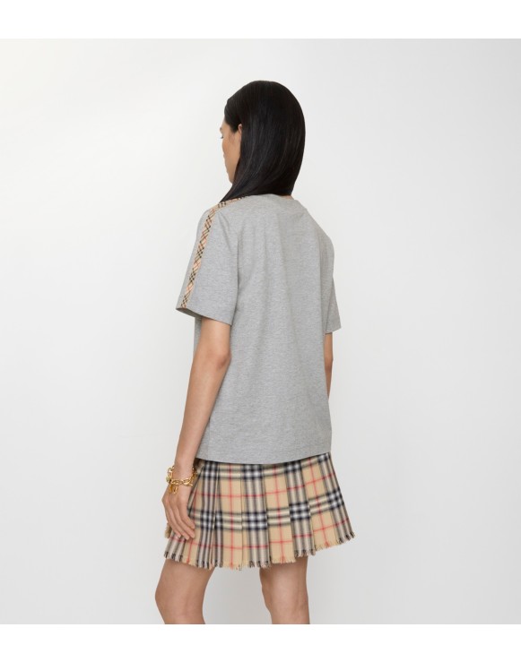 チェックトリム コットンTシャツ