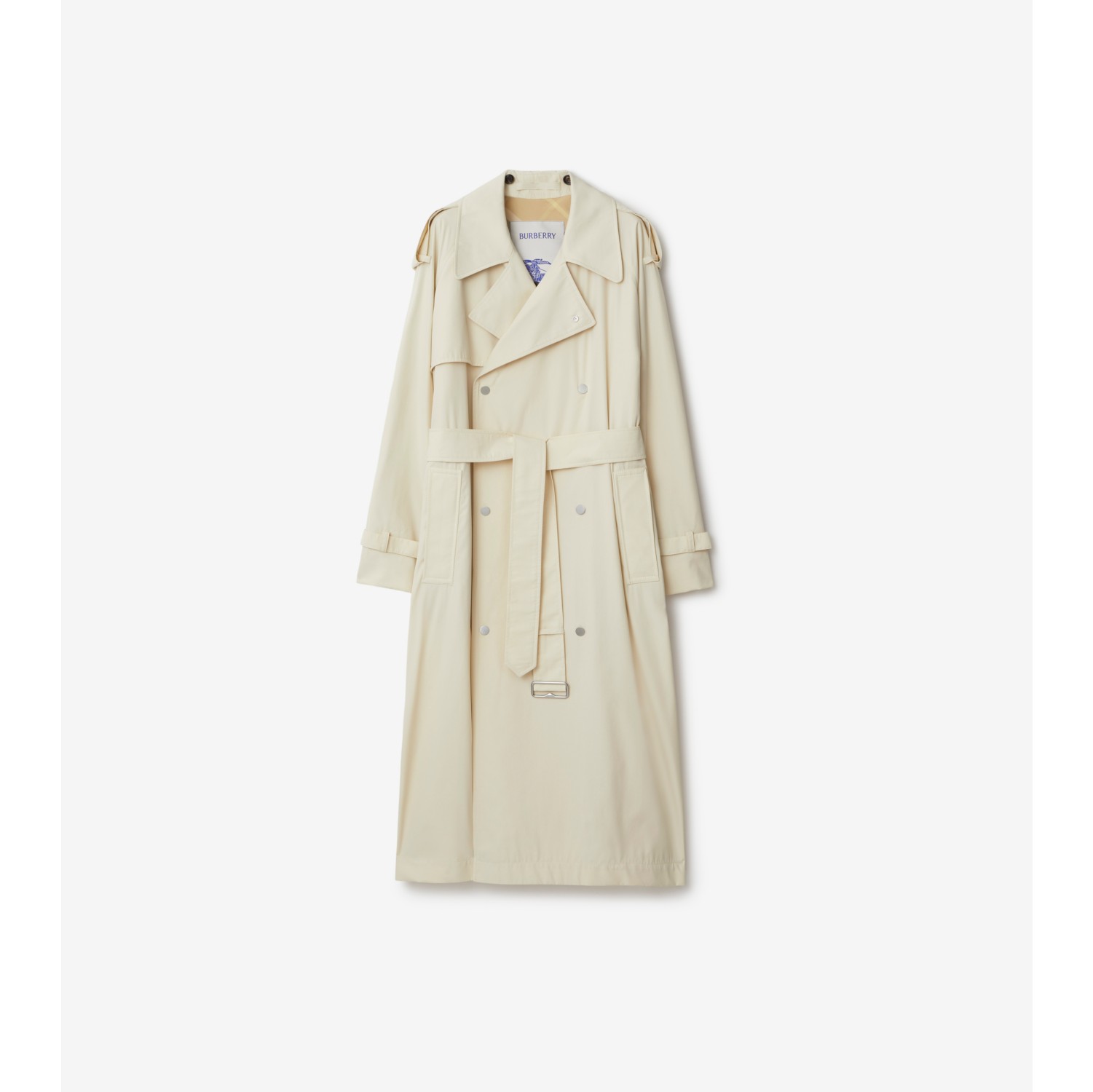 Long Kennington Trench Coat in Calico - Women, Cotton Gabardine, Faux ...