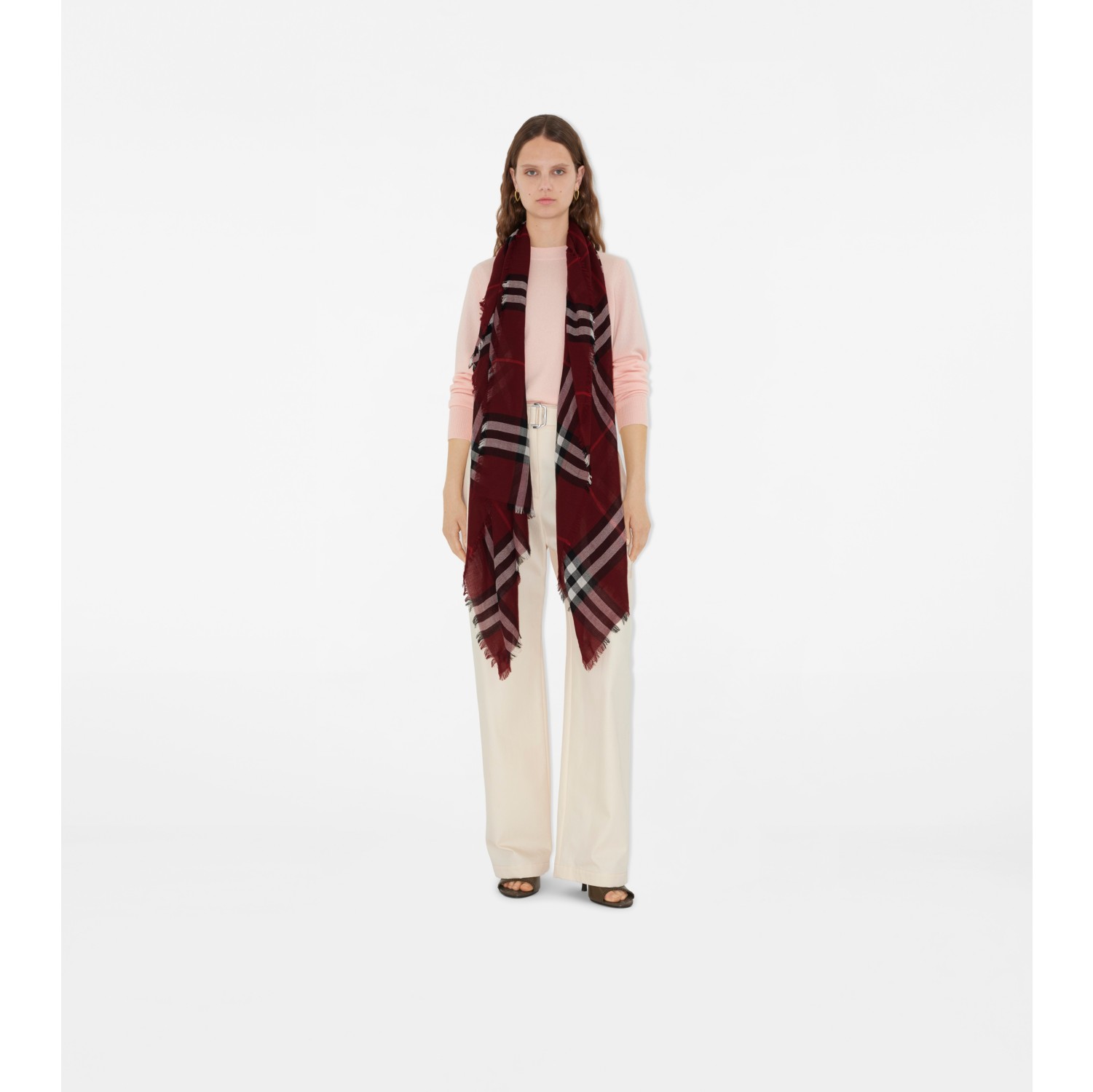 Écharpe large en laine Check
