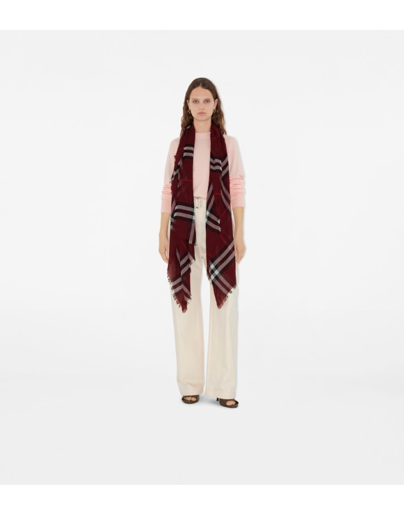Wide Check Wool Scarf