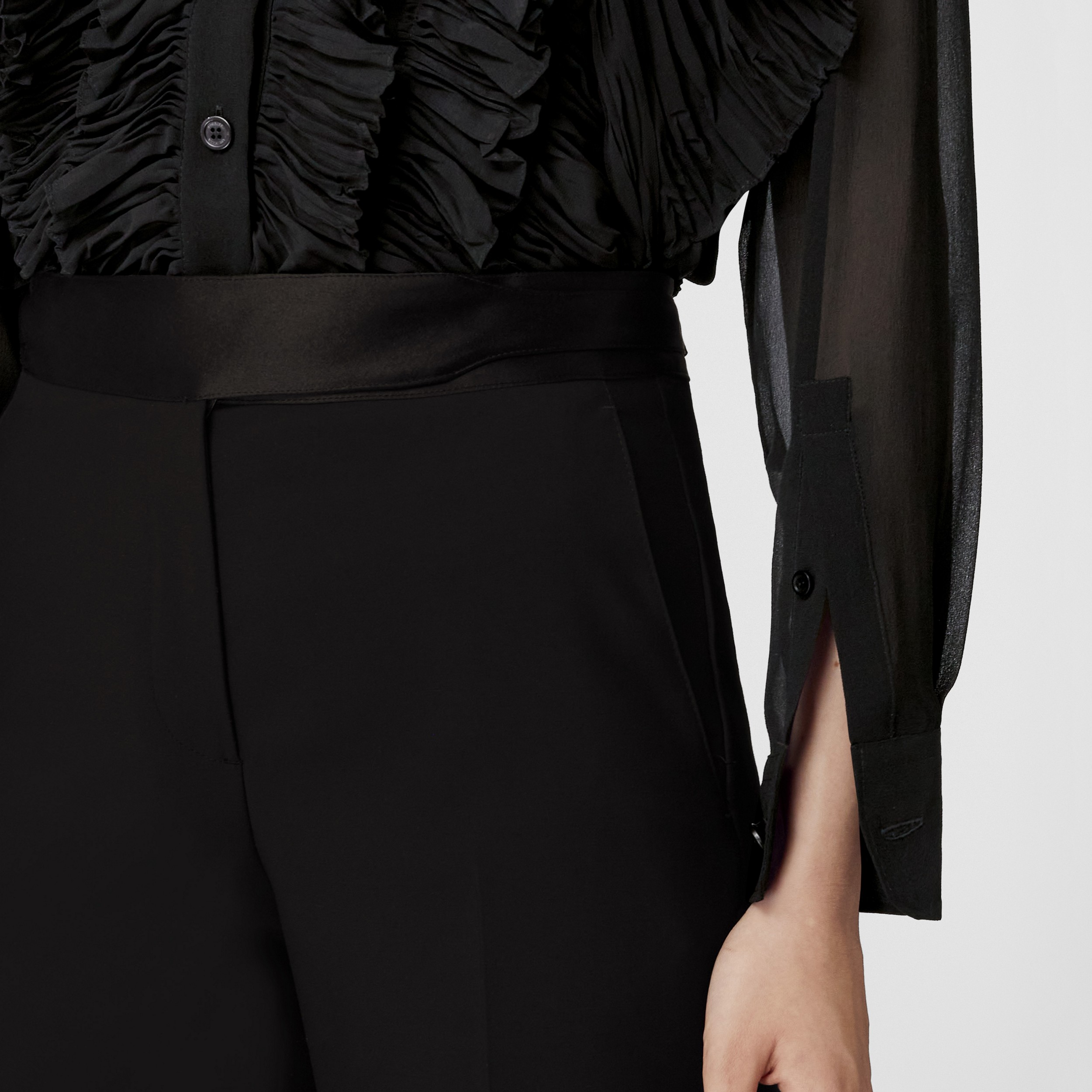 Pantalones de vestir en lana con detalles en seda (Negro) - Mujer | Burberry® oficial - 4