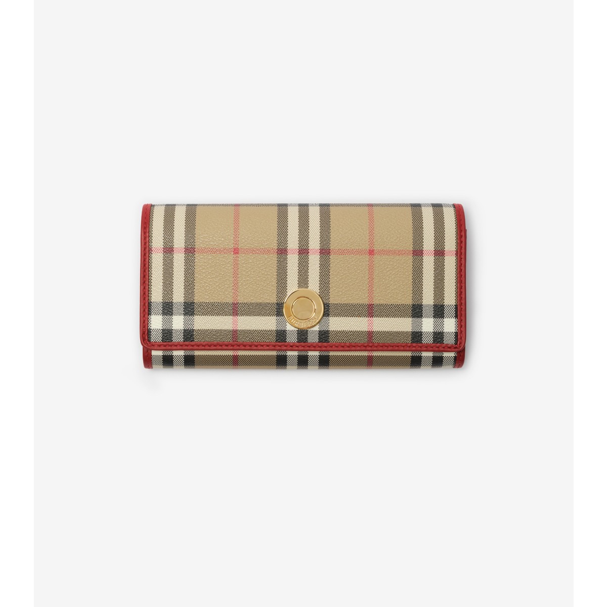 Burberry Check Pattern Canvas Wallet With Gold-tone Hardware In Multi