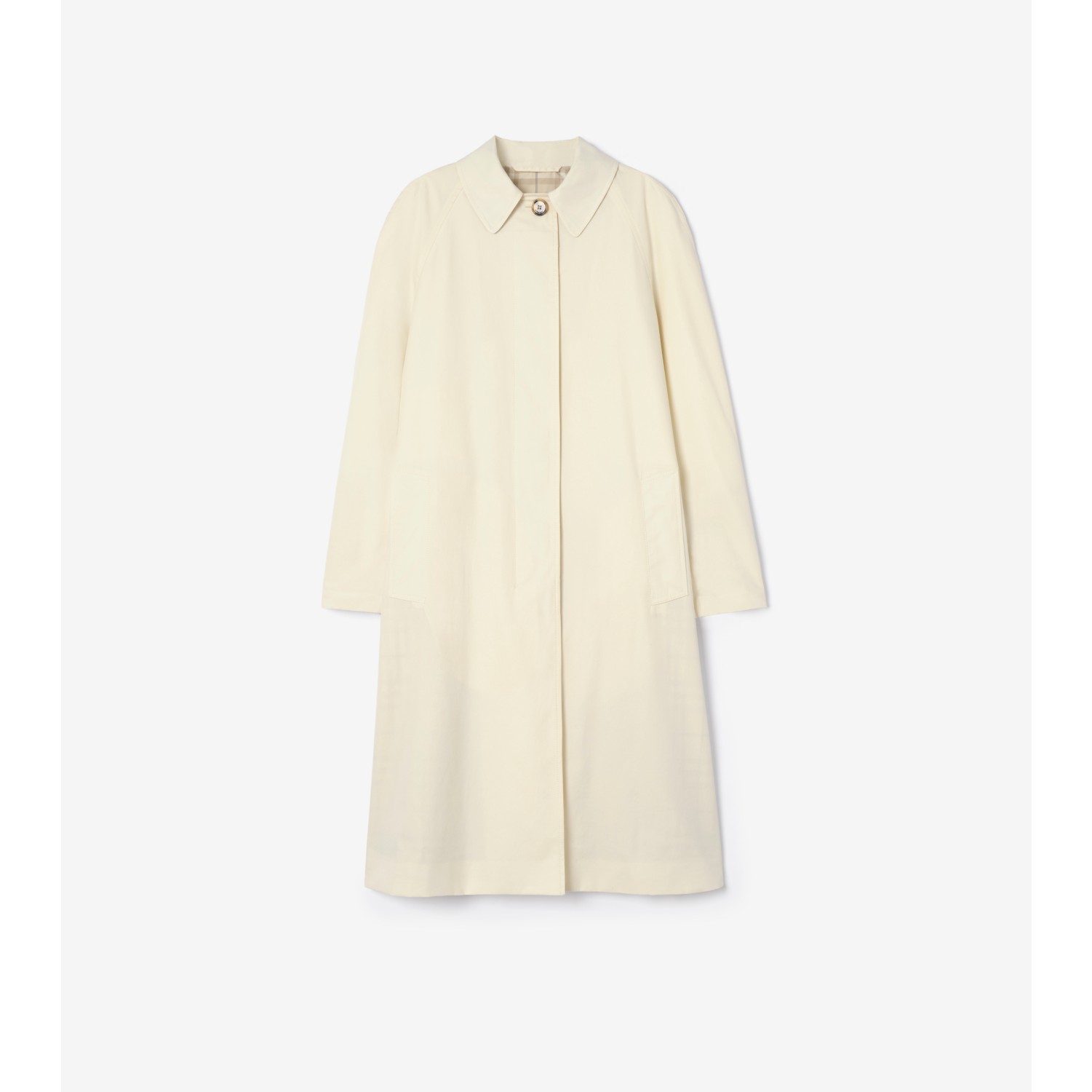 Long Tropical Gabardine Car Coat in Tundra white - Women | Burberry® Official
