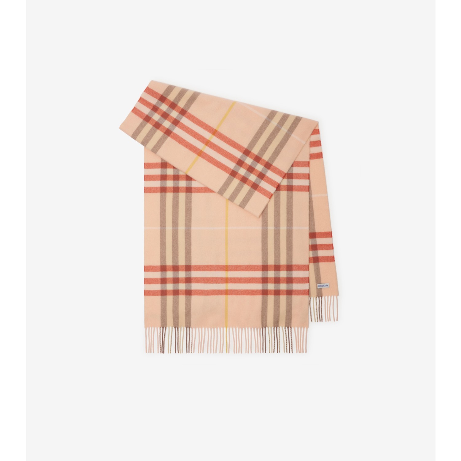 Wide Check Cashmere Scarf in Teacup Burberry Official